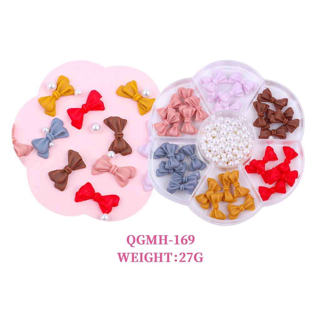 Christmas Velvet Red White Resin Bow New Year'S Nail Art Jewelry Mixed Set Accessories