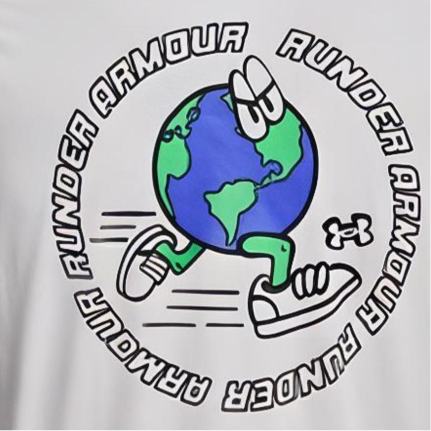 Under Armour Cartoon Letter Print Crew Neck Sports Short Sleeve T-Shirt Men Tops Gray 1374009-014