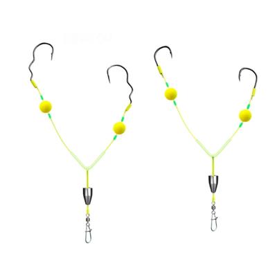 Hameçon Double Pêche Cheveux Rigs Hameçon Buoyances Dynamiques Hameçon de Pêche Attracteur de Poissons Action Dynamique de Température