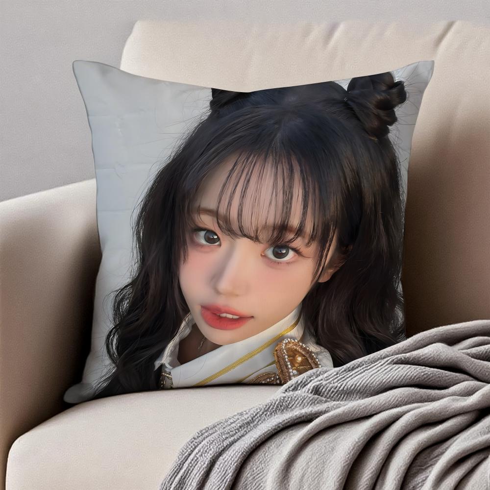 Popular Kpop Idol QWER HHina Jang Nayoung Cushion Cover Pillowcase Antidustmite Invisible Zipper Short Plush Sofa Cushion