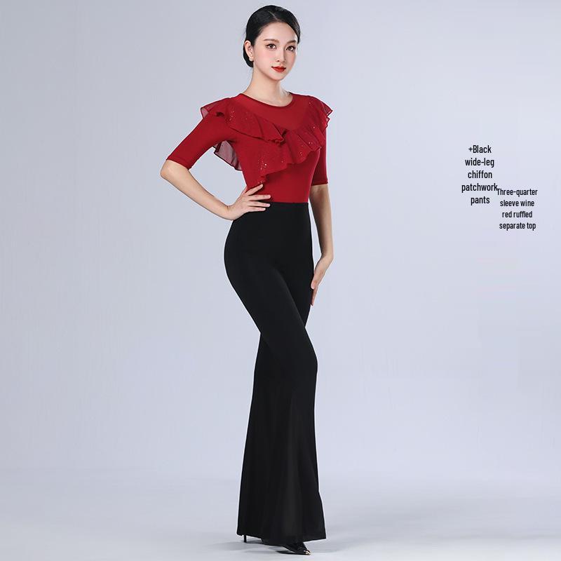 2026 Women's Sequin Ruffle Leotard - High-End Spring/Summer Figure Training & Etiquette Outfit