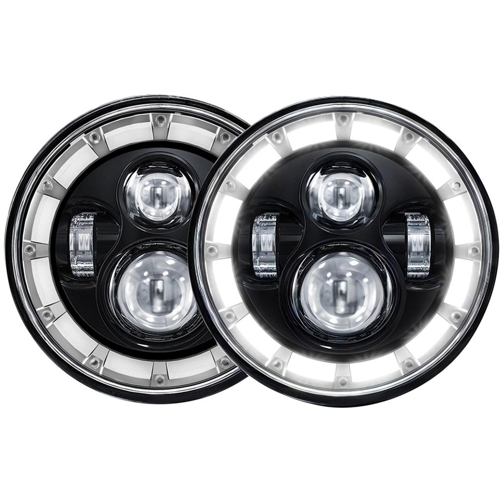 2 PCS 7 Inch LED Headlights, Round Headlamps with High Low Beam DRL Turn Signal Replacement for