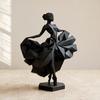 Geometric Faceted Dancer Figurine, 3D Printed Black Ballet Dancer Statue, Modern Ballerina Sculpture for Home Shelf Table Decor