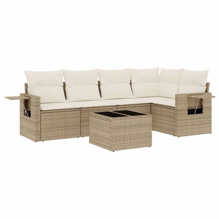 VidaXL Salon de Jardin avec Coussins 6 pcs, Canapés de Terrasse, Ensemble de Meubles de Patio, Mobilier d'Extérieur, Beige 3220137