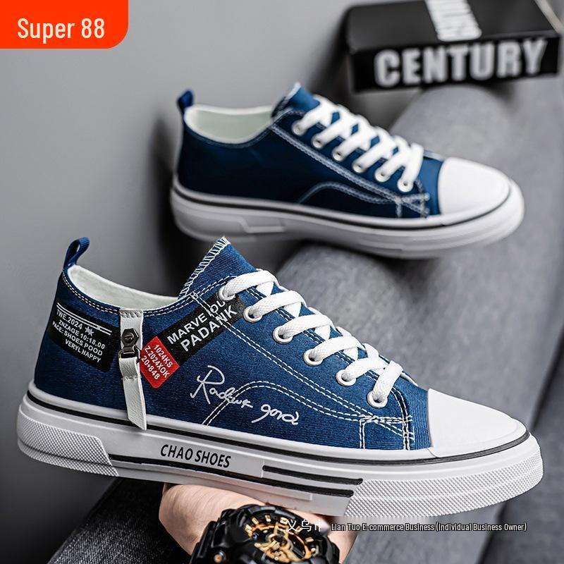 2025 Men's Breathable Versatile Canvas Sneakers - Trendy Summer Low-Top Casual Shoes for Youth