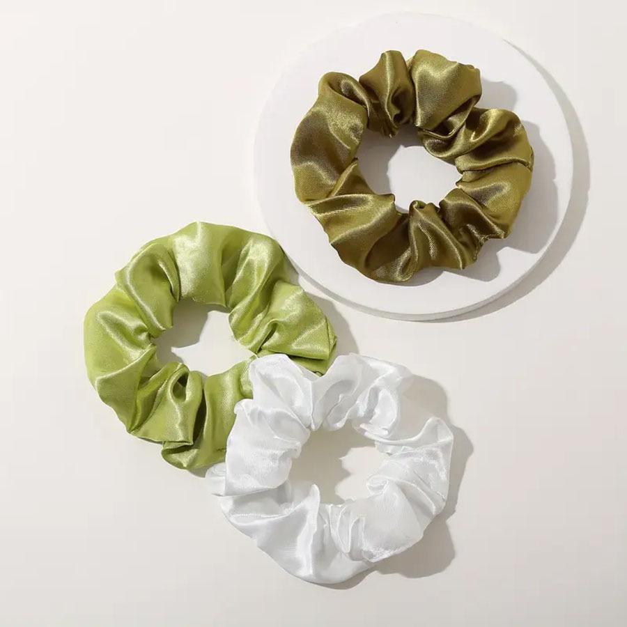 Европейские и американские однотонные атласные резинки для волос - Высокоэластичные аксессуары для волос темно-зеленого