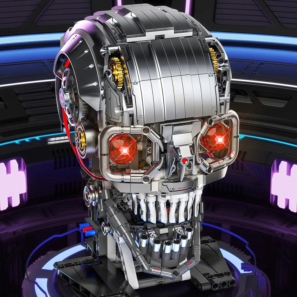 Non-Toxic Mechanical Skull Building Blocks Set Robotic Skull Model With Power Motor Diy Tabletop Decorations Kit Christmas Birthday Gifts