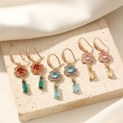 Rose Flower Droplets Synthesized Zircon Drop Earrings for Women 2025 New Fashion Wedding Party Earring Jewelry Accessories