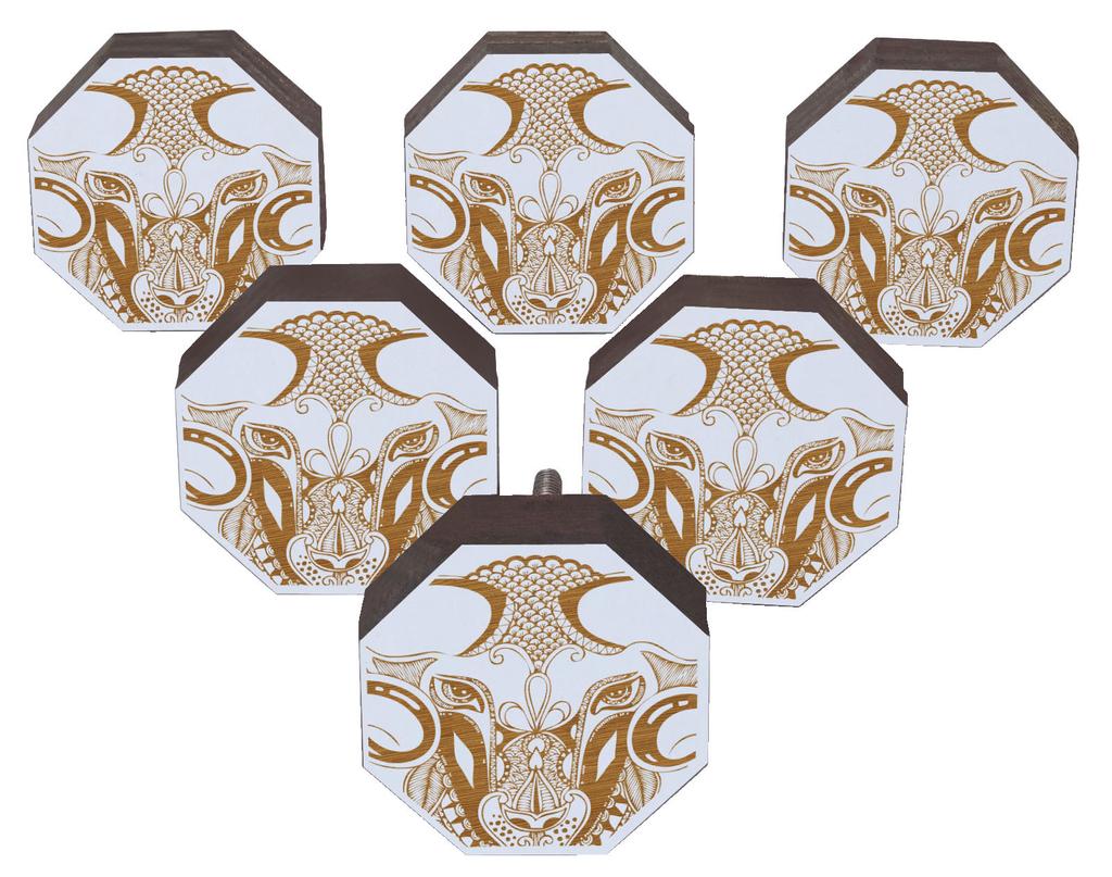 IBA Indianbeautifulart Brown Engraved Knobs Furniture Knobs Cabinet Drawer Pull Pack