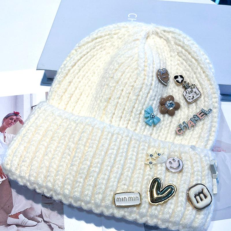 Winter Casual Warm Beanie Solid Color Female Caps Fashion Cute Knitted  Bonnet Caps
