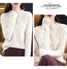 Women's Retro Wool Knit Hollow Out Sweater - Autumn/Winter Long Sleeve Half High Neck Pullover.