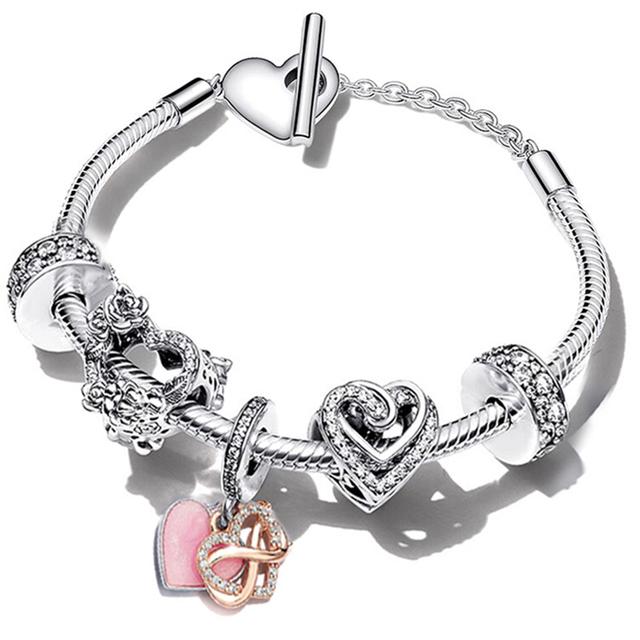 Love You Forever Beads Charm Bracelets Elegant Silver Color Snake Chain Bracelets For Women Lover Jewelry Gift Special Offer