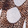 European & American Women's Autumn Leopard Print Hollow Out Long Sleeve Cropped Slim Fit Dress