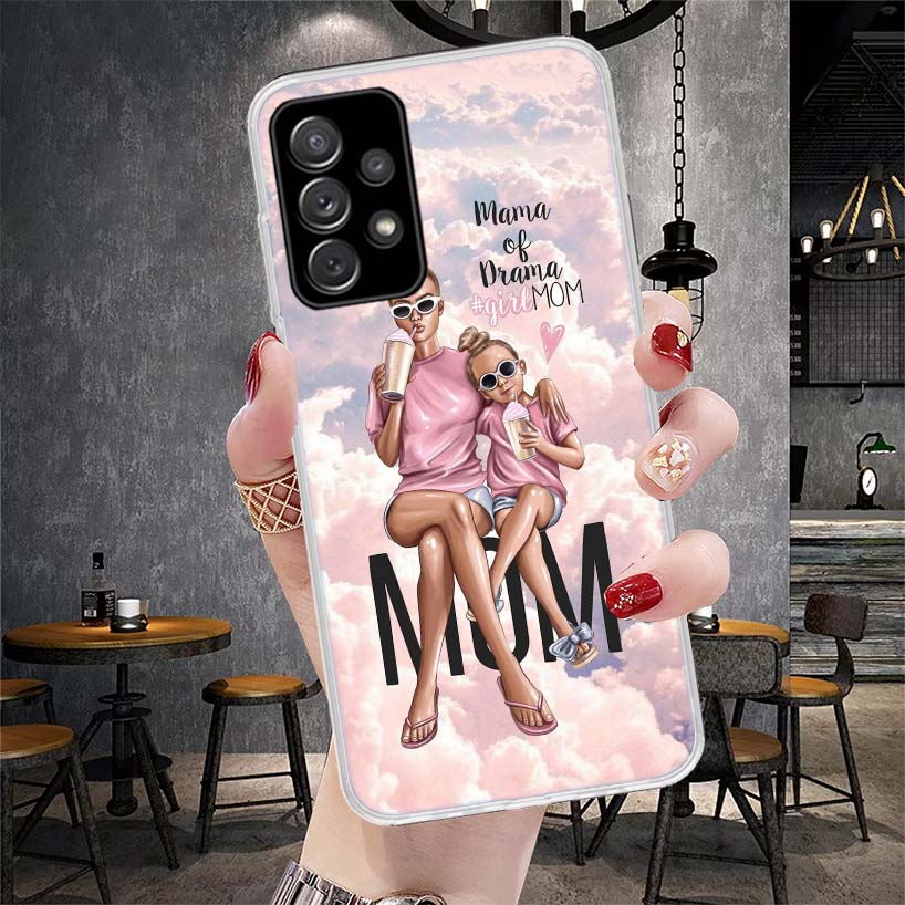 Girl Super Baby Mom Pink Soft Phone Case For Samsung Galaxy A12 A22 A32 A52 A72 A02S A51 A50S A71 A70 A31 A20S Note 20 Ultra S10