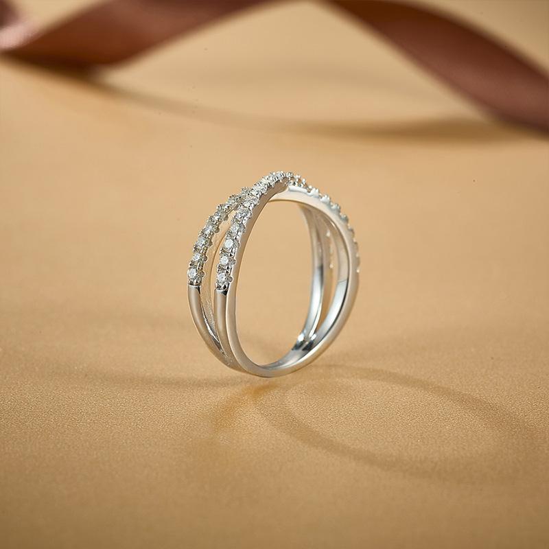 925 Sterling Silver X Cross Ring VVS D 1.5mm moissanite Ring Fine jewelry rings for Engagement Wedding