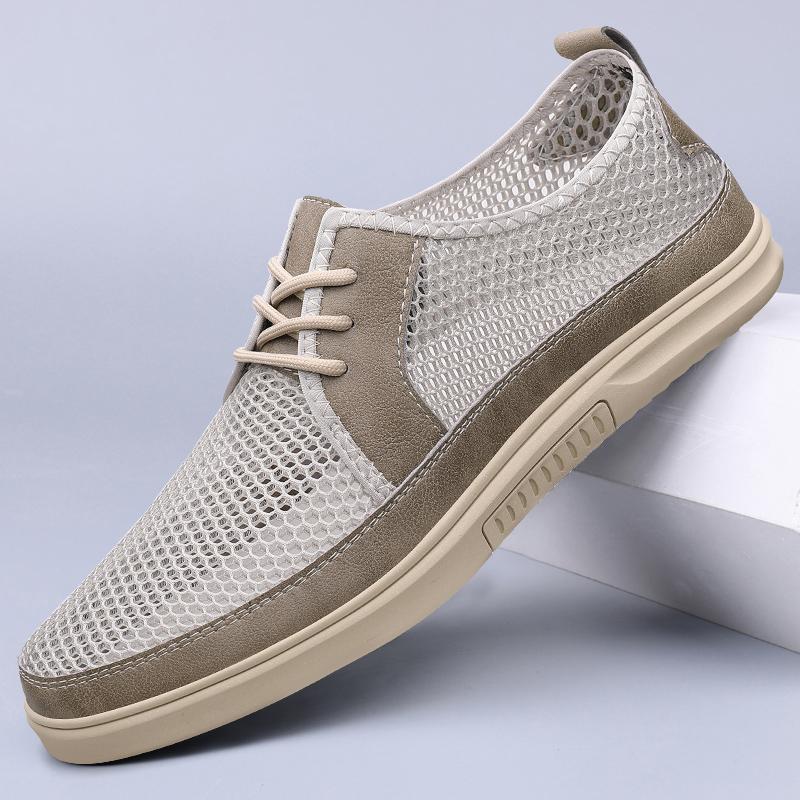 New Summer Men's Breathable Mesh Casual Shoes Fashion Lace Up Lightweight and Comfortable Outdoor Wear Resistant Sports Shoes