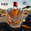 V-shaped Double Cylinder Glass Decanter Whiskey Bottle Motorcycle Engine Handmade Mechanical Aesthetics Liquor Container for Enthusiasts Design