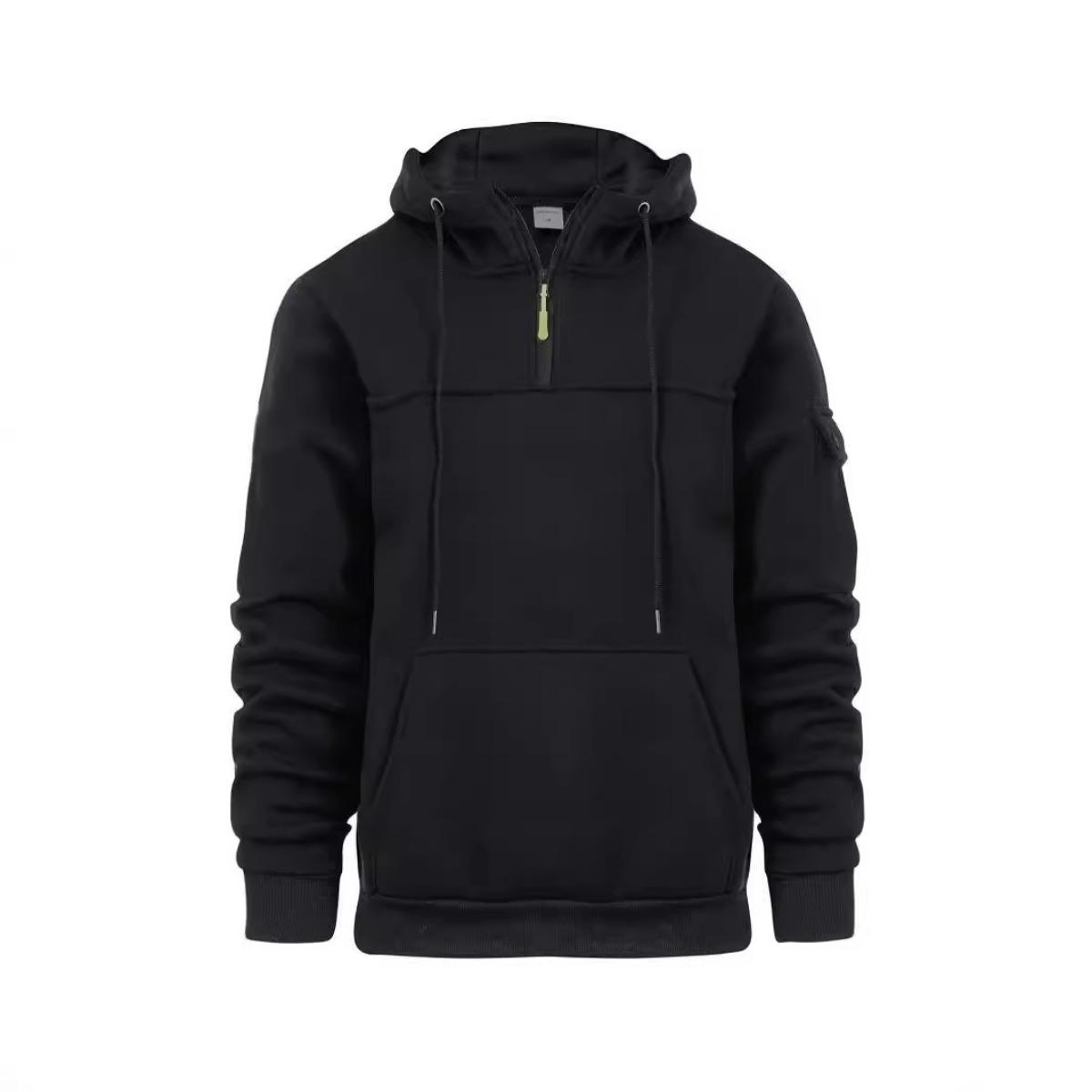 

Spring and Autumn Men s Loose Hoodie Hoodie Half Zipper Pullover Men s Sports and Leisure Hoodie S чёрный