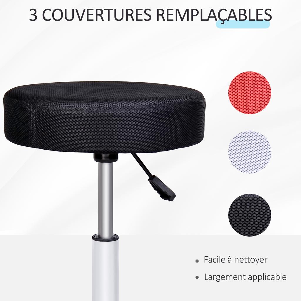 Adjustable Height Swivel Massage Stool With Wheels And Three Colors Of Protective Cover