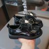 Girls Black Princess Leather Shoes Kids Fashion Loafers Stylish Flat Shoes for Spring