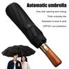 Fully Automatic 144-Rib Premium Light Luxury Wooden Handle Umbrella Black Glue UV-Resistant Windproof Folding Parasol Rain Gear