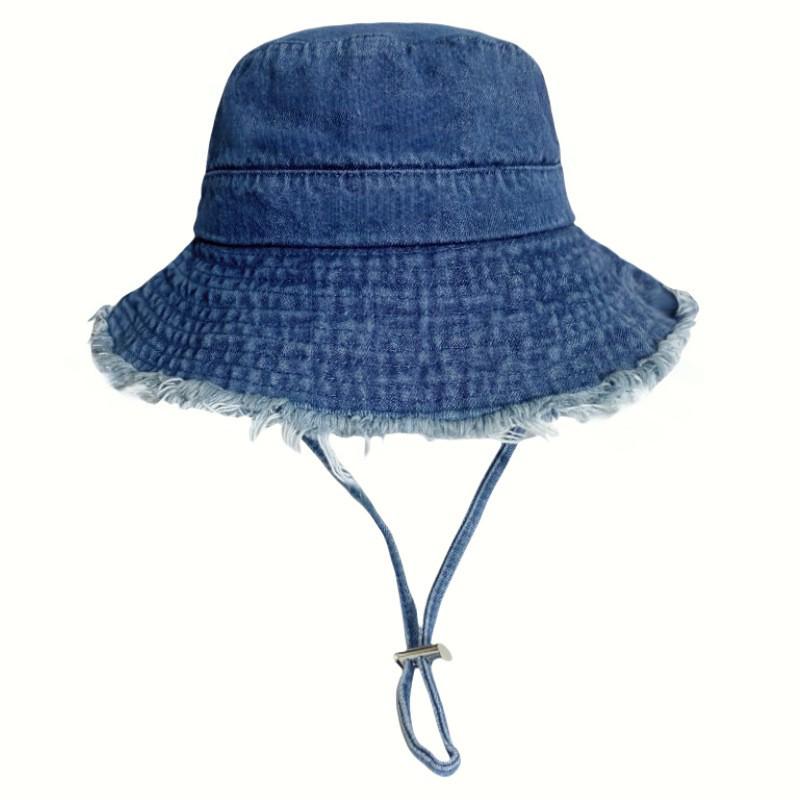 Frayed Edge Cotton Bucket Hat: Summer Sun Protection for Outdoor Travel and Shopping