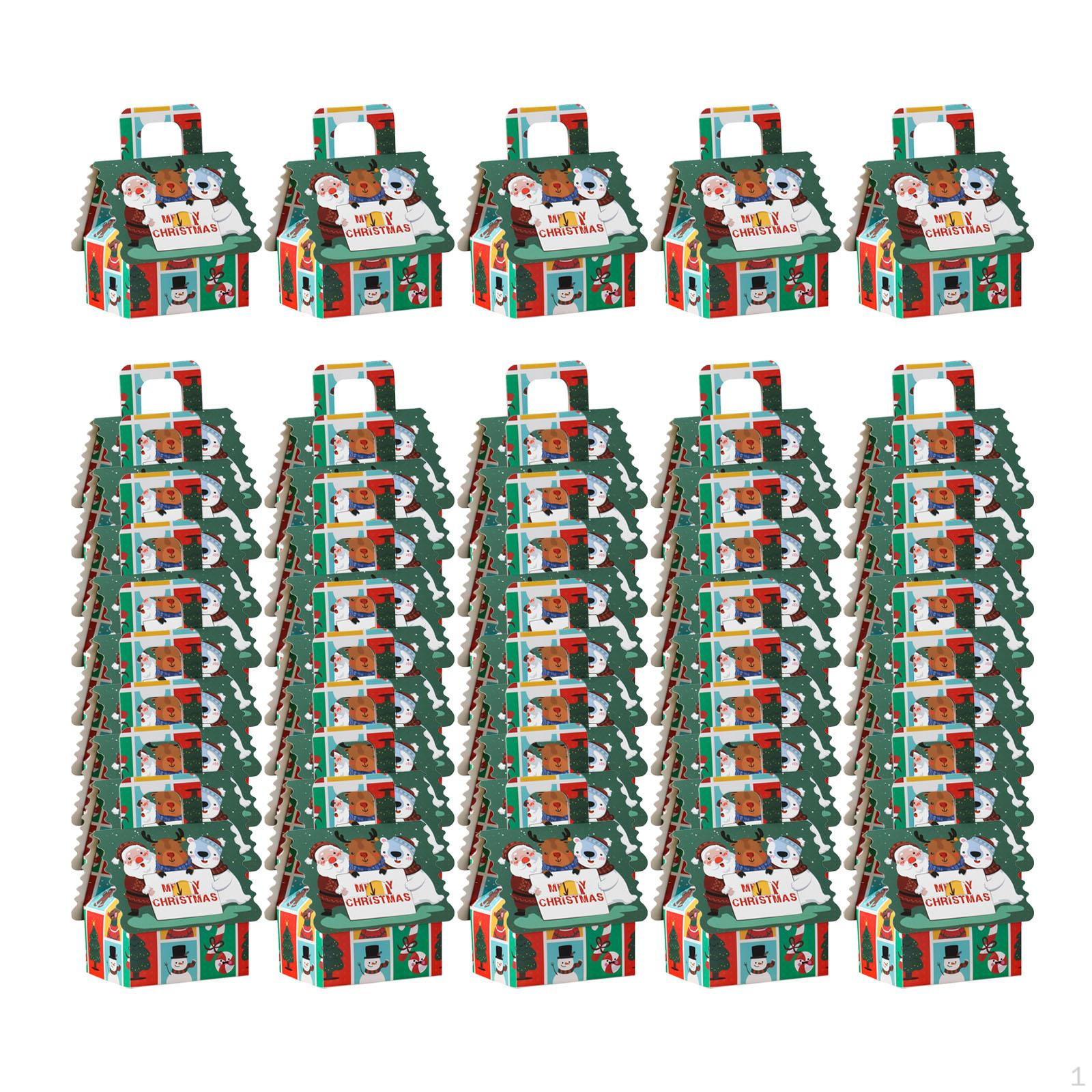 

50 штук рождественские коробки для конфет контейнеры с ручкой подарочное печенье для праздника Green