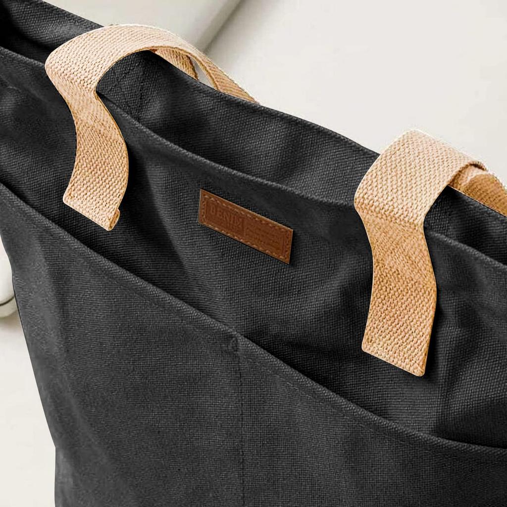 Enkrio Canvas Tote Bag, Shopping Bag, Large Capacity, A4 Size, Multiple Storage Pockets, Shoulder Bag, Handbag, Stylish for Men and Women, School or