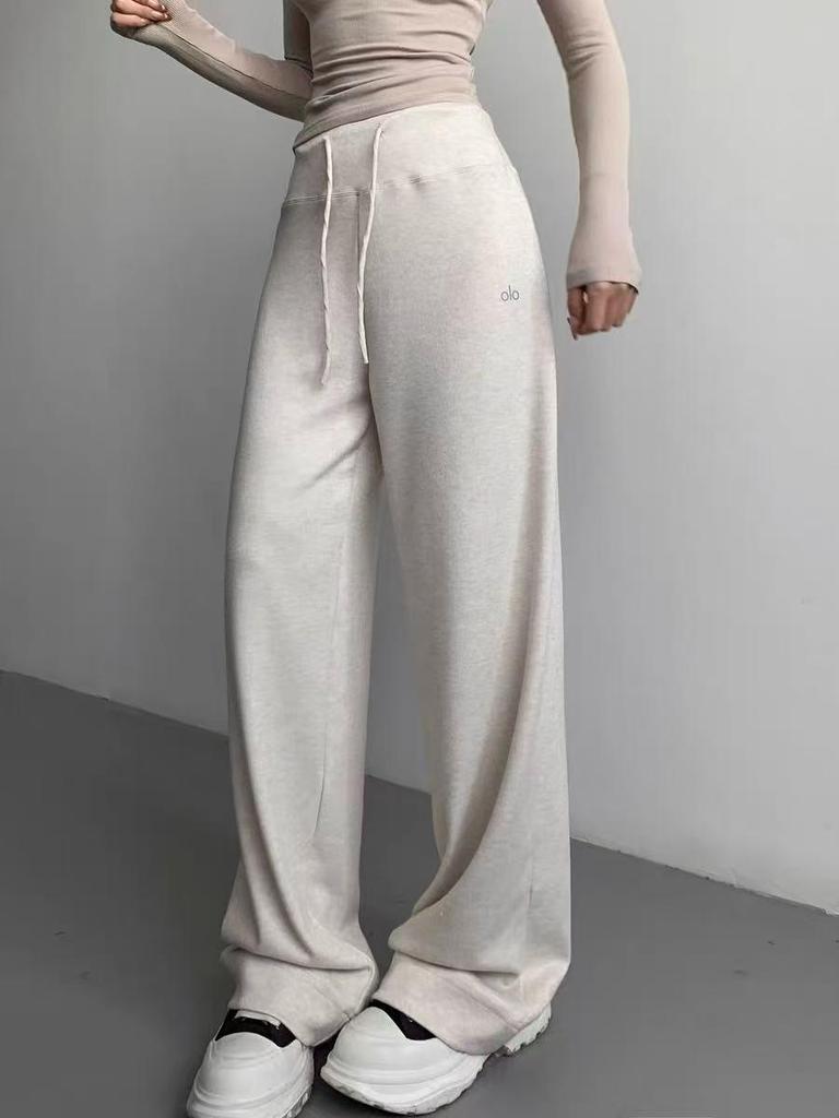 AL Women's Velvet Wide-Leg Sweatpants - Casual, Loose, and Comfortable for Spring & Autumn