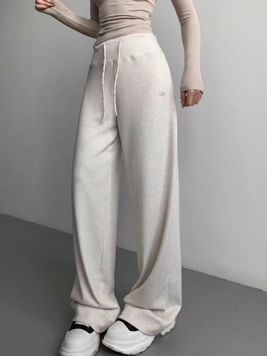 Женские велюровые широкие спортивные штаны AL - Повседневные, свободные и удобные для весны и осени Large бежевый