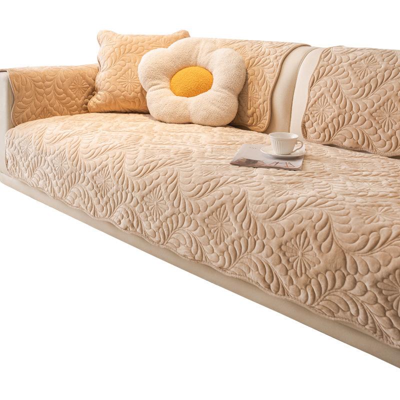 Sofa Cushion Simple Winter Plush Light Luxury Style Cushion Thickened Anti-Slip Leather Sofa Cover Cover Cloth Universal