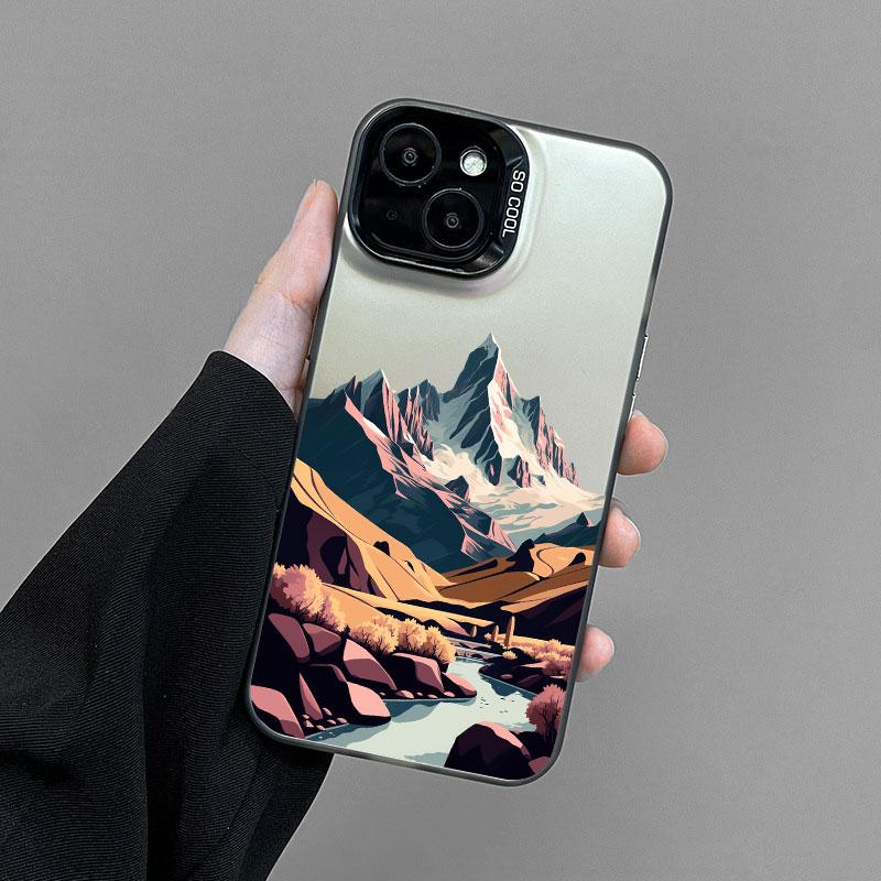 Mountain Scenery Peak Landscape Phone Case For iPhone 15 Pro Max 14 13 12 11 Pro Max Mini 15 14 Plus Shockproof Laser Back Cover