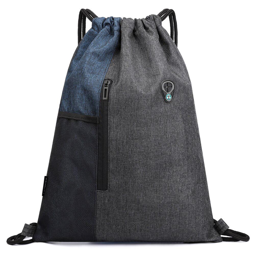 grey drawstring backpack