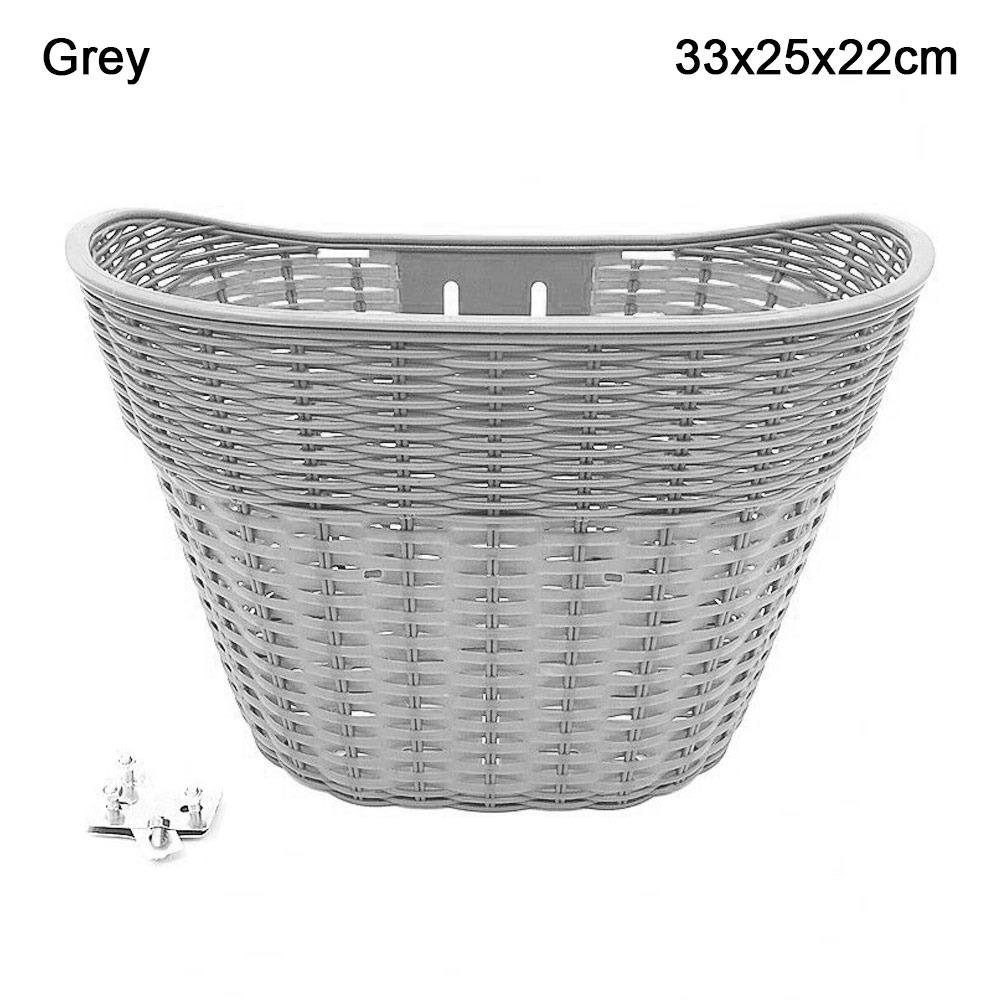 

Пластиковая велосипедная плетеная водонепроницаемая корзина для переднего хранения самоката, корзина для электровелосипеда, аксессуары для велоспорта Grey 33x25x22cm