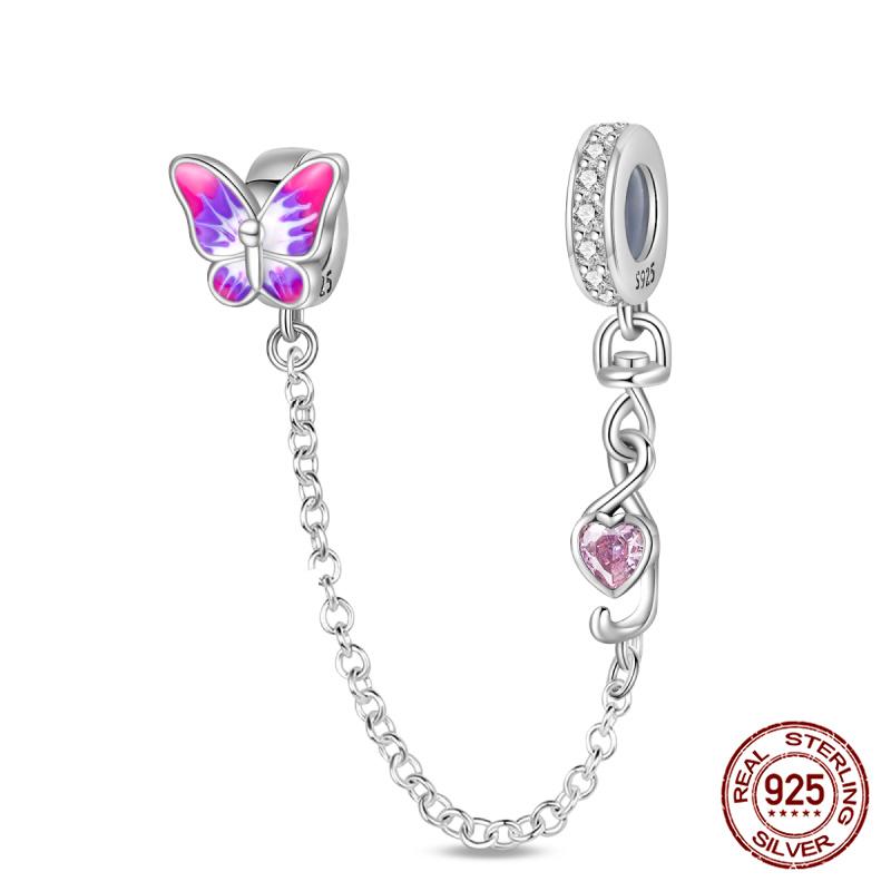 Original 100% 925 Silver Star Moon Safety Chain Fit 925 Original Bracelet & 3mm Bracelet DIY Jewelry Making Women Gift