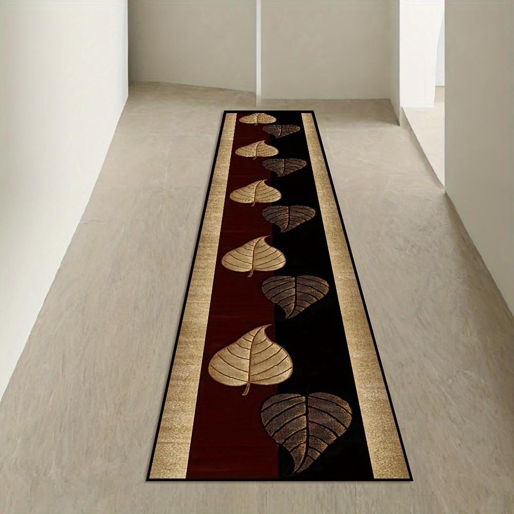 1Pcs Geometric Maple Leaf Non-Slip Washable Area Rug Runner for Hotel, Corridor, Villa & Kitchen