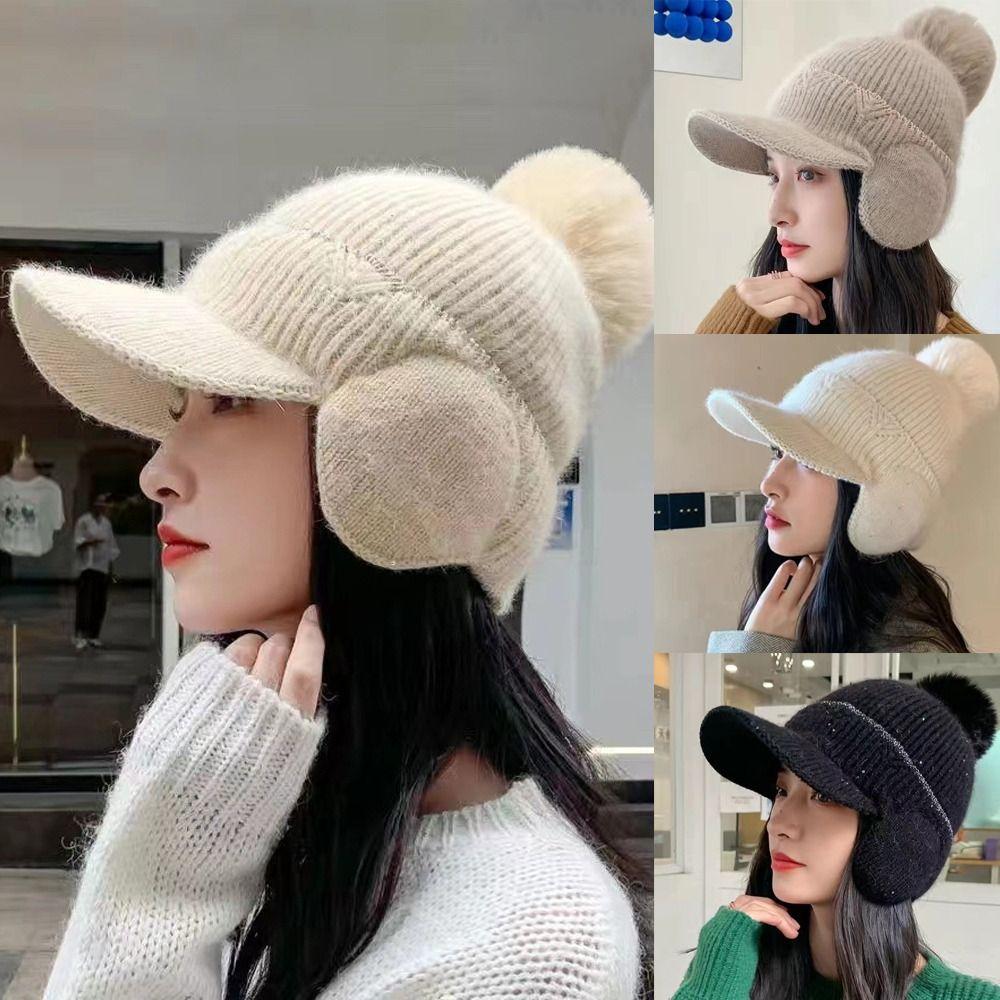 Warm halten Gestrickte Ohrenklappenmütze Winddichte Fahrrad-Ohrenschützer Mützen Lässige Damen-Beanies Outdoor