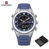 NAVIFORCE Original Men Quartz Watch Calendar Date LCD Display Luminous Pointer Silicone Strap Waterproof 30m Men Casual Fashion Watch NF9265