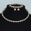 Gold & Silver Rhinestone Jewelry Set: Choker, Bracelet, Stud Earrings, & Necklace