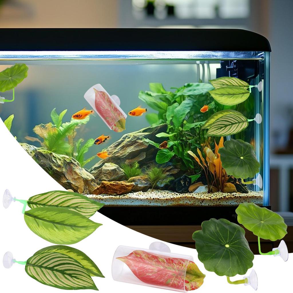 Betta Fish Hammock 5 Pieces Adjustable Betta Leaf Hammock Fish Toys Set Aquarium Decor For Corner Sleeping Breeding Playing