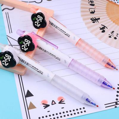 Press-Type Black Water-Based Pen with Magic Eraser, Four-Leaf Clover LED, and Time-Telling Exam Clock for Students