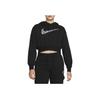 Nike Sportswear Daisy Logo Embroidered Fleece Hoodie Women Tops Black DO7257-010