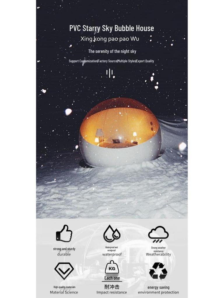 Translucent Candy Color Inflatable Bubble House Outdoor Camping Tent Globe-Shaped Starry Sky Tent Net Red Homestay