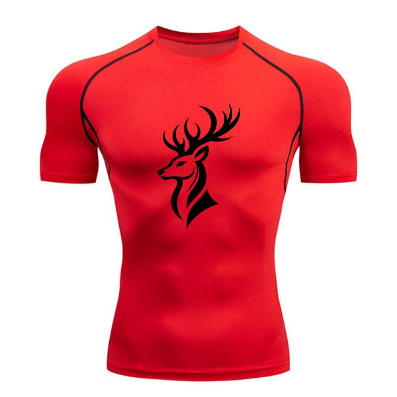 Men's Compression Athletic T-Shirt, Stylish Tribal Deer Head