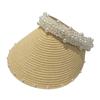 Wide Brim Sun Hat Pearl Decorated Straw Hat Imitation Pearl Beach Hat  UV Protection