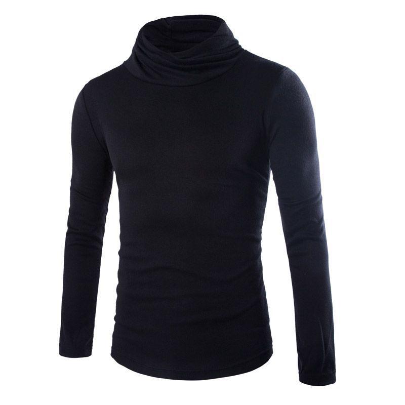 Men's Slim Fit Turtleneck Knit Sweater: Spring & Autumn Solid Color, Korean Style Long Sleeve Pullover.