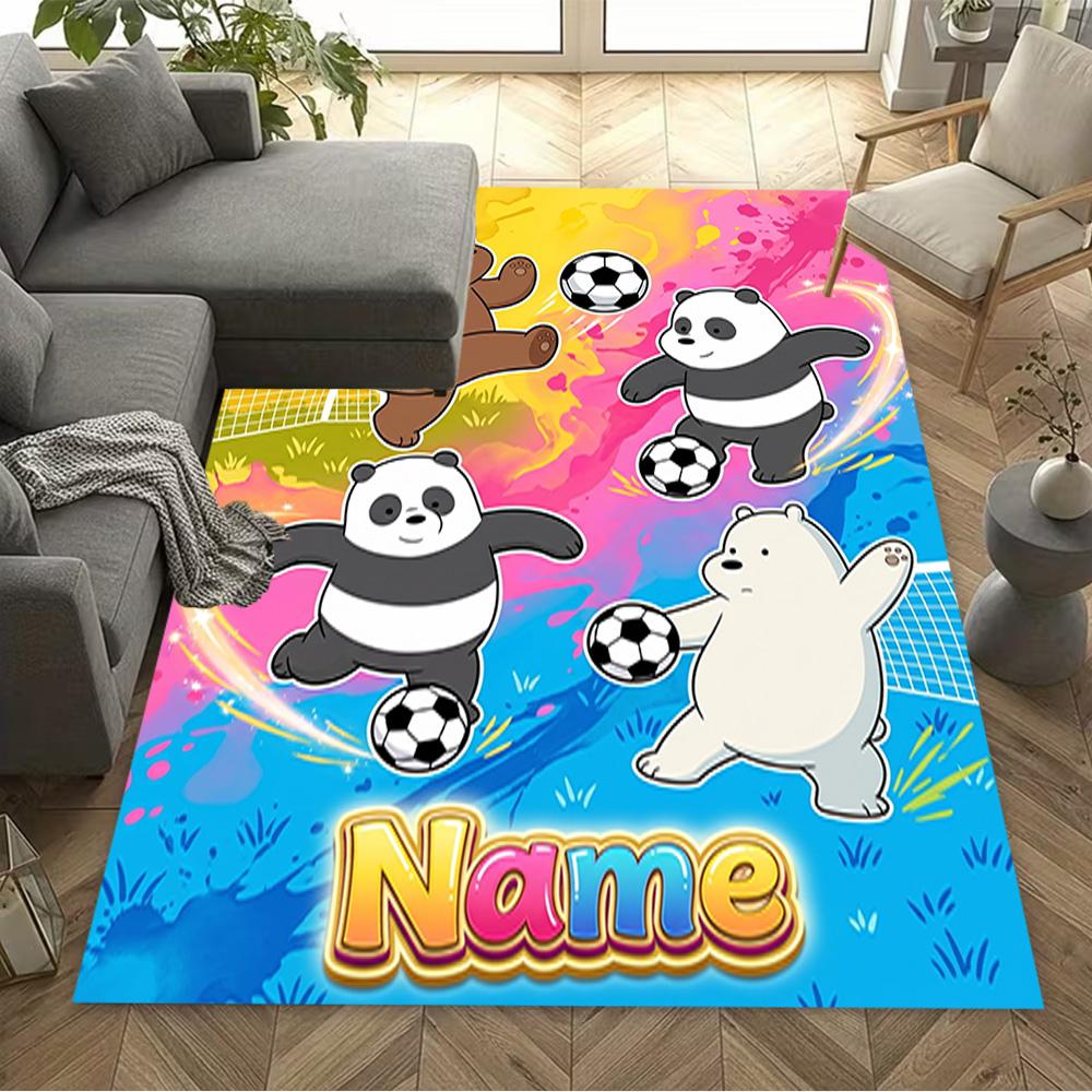 Blue Dog Soccer Fun Customize Text Floor Rug Office Rug Perfect for Balcony Entryway Kitchen Outdoor Anti-slip Rug Office Home Decor