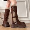 Belt Buckle High Boots Thickened Snow Boots Women's New Winter Velvet Warm Thick Sole Heightening Fashion Boots
