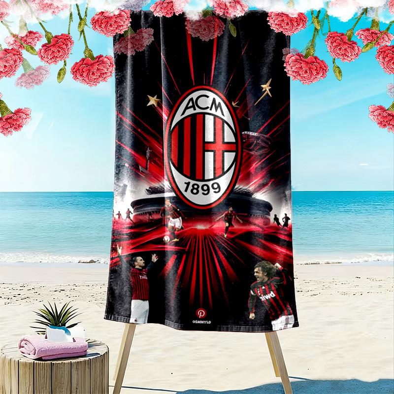 Asciugamano da Spiaggia Stampa AC Milan, Asciugamano Grande Morbido Asciugatura Rapida per Spiaggia Campeggio Nuoto