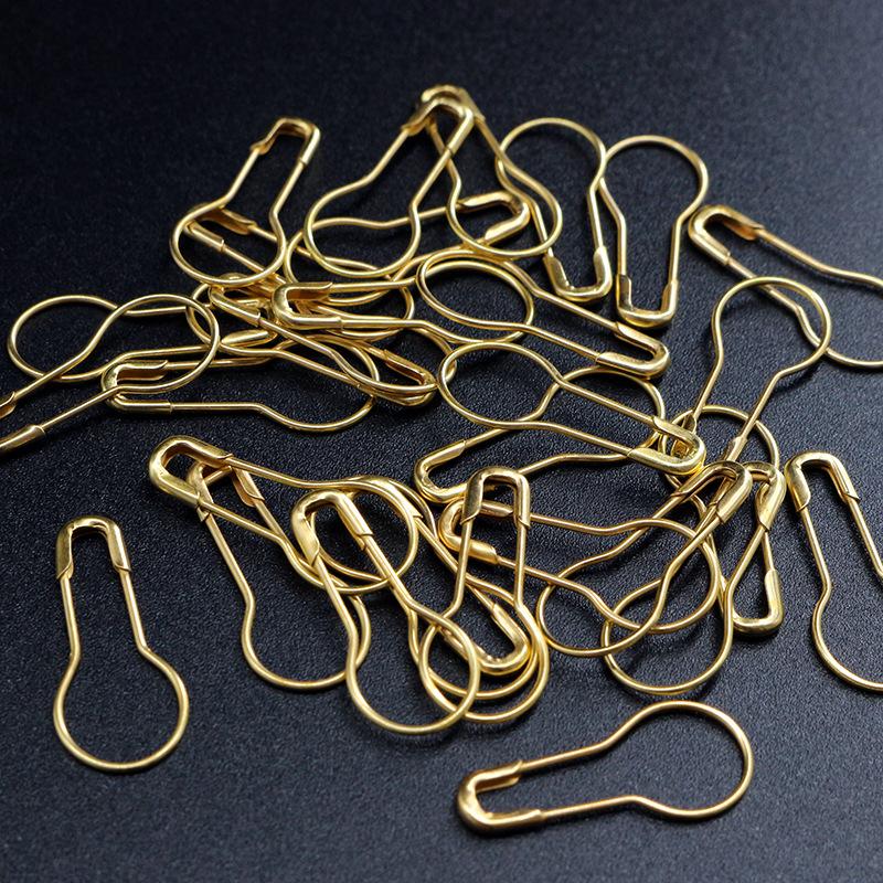 30pcs Small Safety Pins 22mm Gourd Shaped Gold Color Iron Pins DIY Knitting Crocheting Tools